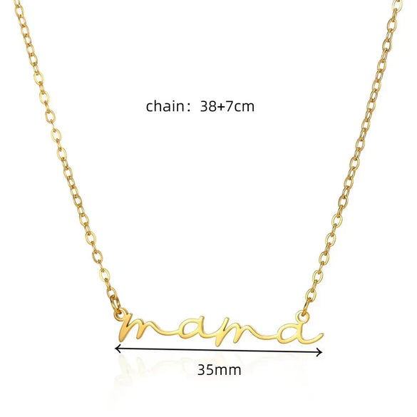 Wholesale Stainless Steel Letter Handpainted Mother Necklace Literary Style O Word Chain Electroplated