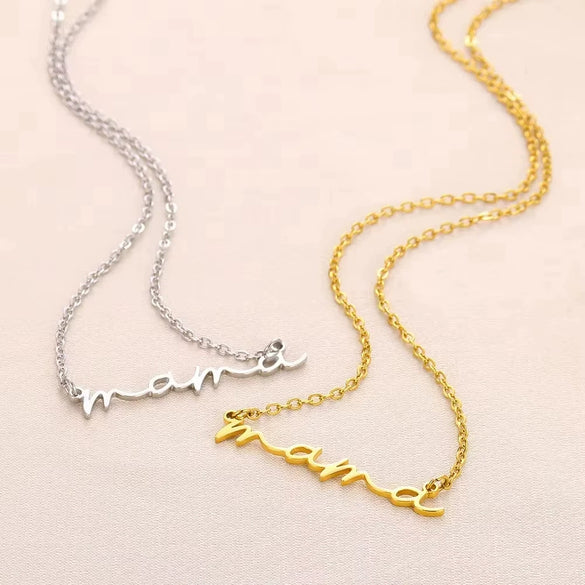 Wholesale Stainless Steel Letter Handpainted Mother Necklace Literary Style O Word Chain Electroplated