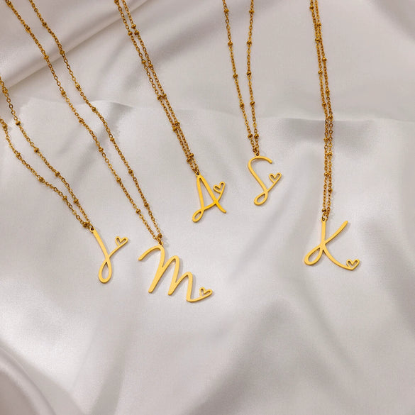 Wholesale Stainless Steel Letter Necklace With Electroplating Treatment