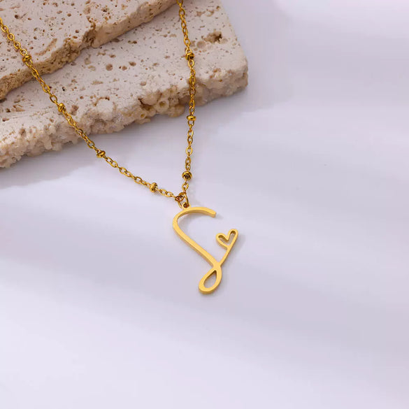 Wholesale Stainless Steel Letter Necklace With Electroplating Treatment