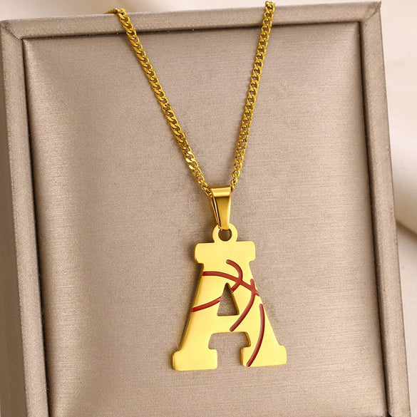 Wholesale Stainless Steel Letter Necklace With Horse Whip Chain And Electroplating Treatment