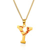 Wholesale Stainless Steel Letter Necklace With Horse Whip Chain And Electroplating Treatment