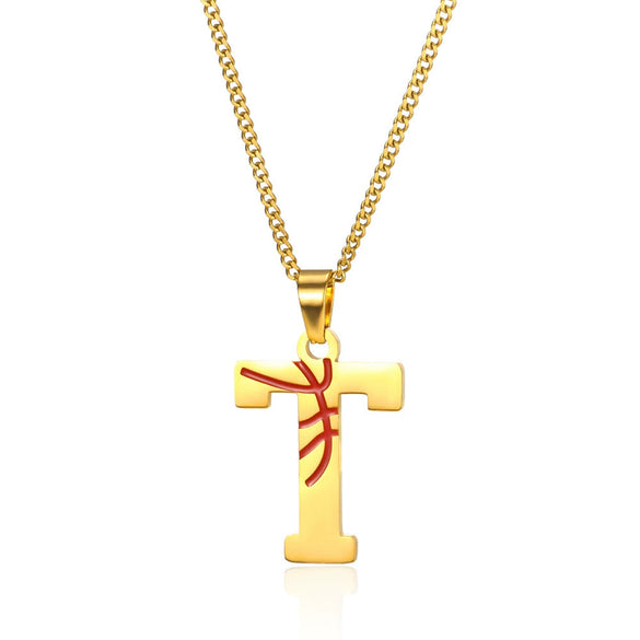 Wholesale Stainless Steel Letter Necklace With Horse Whip Chain And Electroplating Treatment