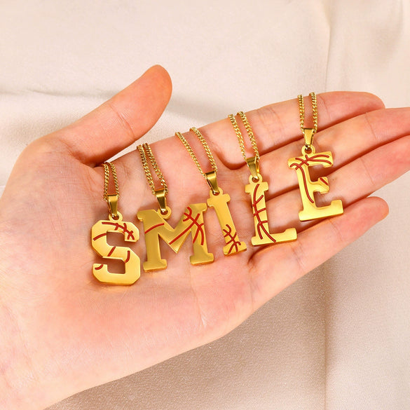 Wholesale Stainless Steel Letter Necklace With Horse Whip Chain And Electroplating Treatment