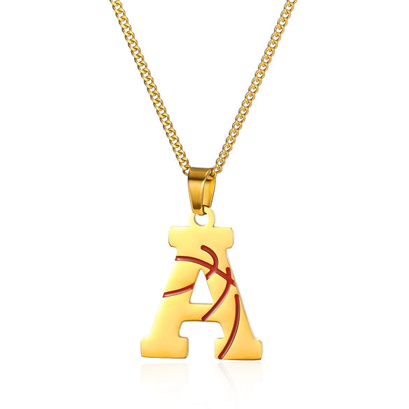 Wholesale Stainless Steel Letter Necklace With Horse Whip Chain And Electroplating Treatment