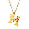 Wholesale Stainless Steel Letter Necklace With Horse Whip Chain And Electroplating Treatment