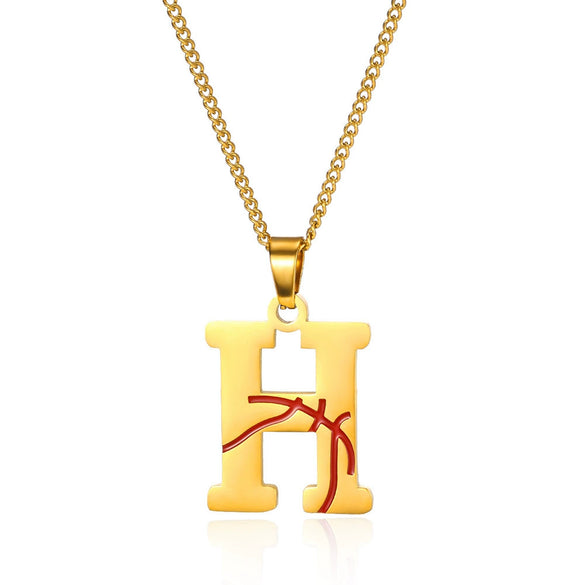 Wholesale Stainless Steel Letter Necklace With Horse Whip Chain And Electroplating Treatment