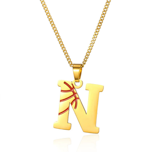 Wholesale Stainless Steel Letter Necklace With Horse Whip Chain And Electroplating Treatment
