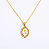 Wholesale Stainless Steel Letter Oval Pendant Necklace With Dripping Oil Treatment For Women