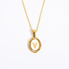 Wholesale Stainless Steel Letter Oval Pendant Necklace With Dripping Oil Treatment For Women