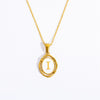 Wholesale Stainless Steel Letter Oval Pendant Necklace With Dripping Oil Treatment For Women