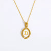 Wholesale Stainless Steel Letter Oval Pendant Necklace With Dripping Oil Treatment For Women
