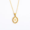 Wholesale Stainless Steel Letter Oval Pendant Necklace With Dripping Oil Treatment For Women