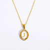 Wholesale Stainless Steel Letter Oval Pendant Necklace With Dripping Oil Treatment For Women