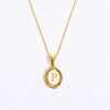Wholesale Stainless Steel Letter Oval Pendant Necklace With Dripping Oil Treatment For Women