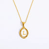 Wholesale Stainless Steel Letter Oval Pendant Necklace With Dripping Oil Treatment For Women