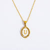 Wholesale Stainless Steel Letter Oval Pendant Necklace With Dripping Oil Treatment For Women