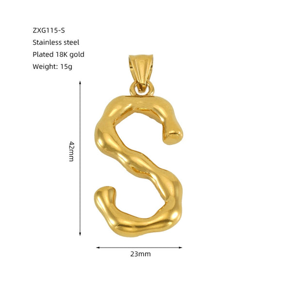 Wholesale Stainless Steel Letter Pendant Clavicle Chain With Electroplating And Concaveconvex Design