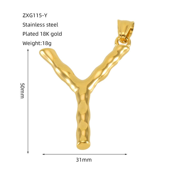 Wholesale Stainless Steel Letter Pendant Clavicle Chain With Electroplating And Concaveconvex Design