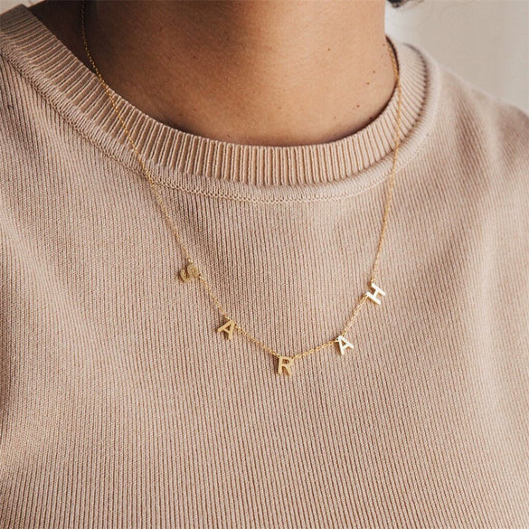 Wholesale Stainless Steel Letter Pendant Necklace Electroplated Unisex Clavicle Chain