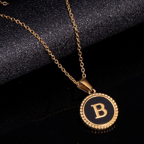 Wholesale 316L Stainless Steel Letter Pendant Necklace With Dripping Oil Design And Vacuum Electroplating In Furnace For Unisex