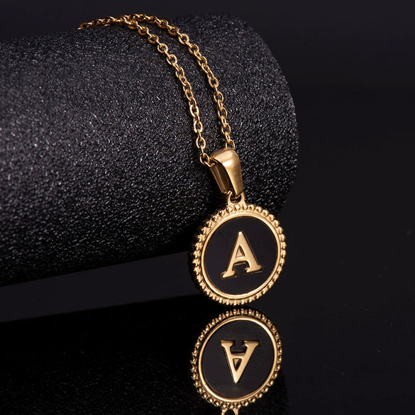 Wholesale 316L Stainless Steel Letter Pendant Necklace With Dripping Oil Design And Vacuum Electroplating In Furnace For Unisex