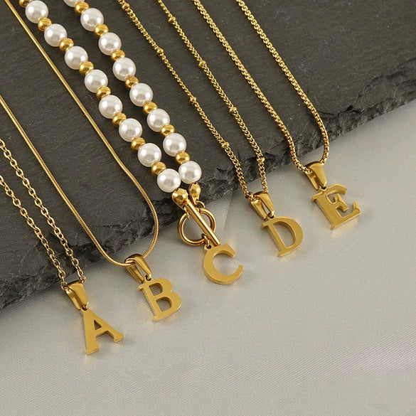 Wholesale Stainless Steel Letter Pendant Necklace With Electroplating Fashionable And Allmatch For Men And Women