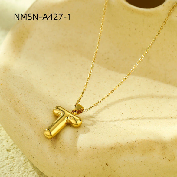 Wholesale Stainless Steel Letter Pendant Necklace With Electroplating Treatment Fashion Style