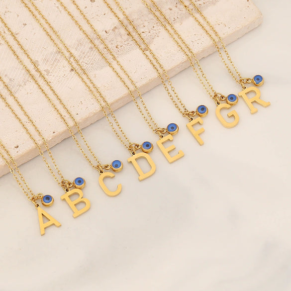 Wholesale Stainless Steel Letter Pendant Necklace With Electroplating Treatment