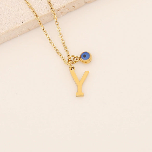 Wholesale Stainless Steel Letter Pendant Necklace With Electroplating Treatment