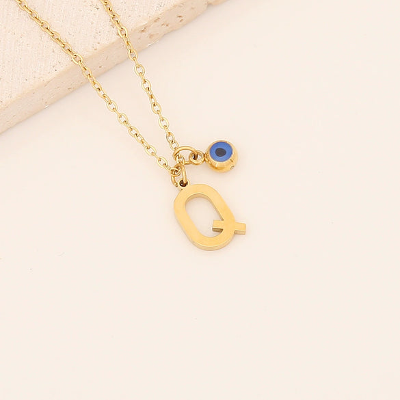 Wholesale Stainless Steel Letter Pendant Necklace With Electroplating Treatment