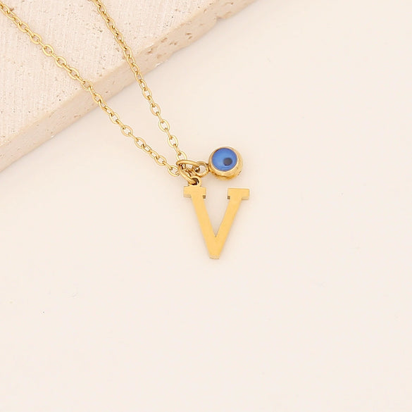 Wholesale Stainless Steel Letter Pendant Necklace With Electroplating Treatment