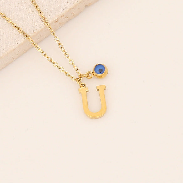Wholesale Stainless Steel Letter Pendant Necklace With Electroplating Treatment