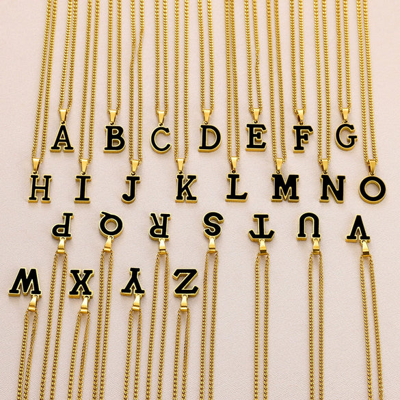 Wholesale Stainless Steel Letter Pendant Ochain Necklace Simple Style Electroplated Unisex