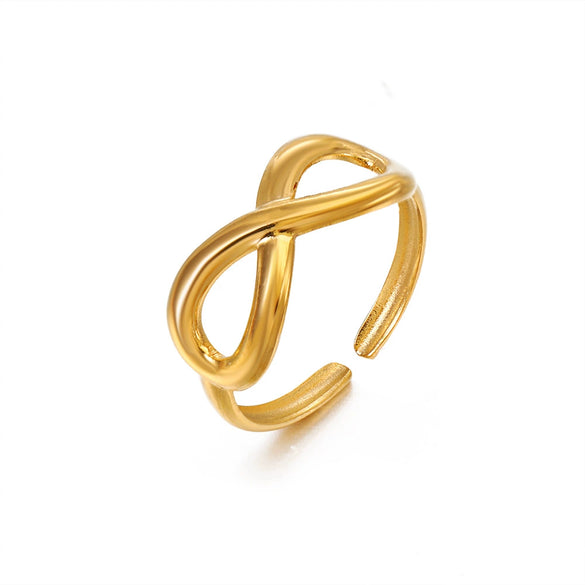 Wholesale Stainless Steel Letter Ring Electroplated Simple Fashionable Opening Adjustable For Women