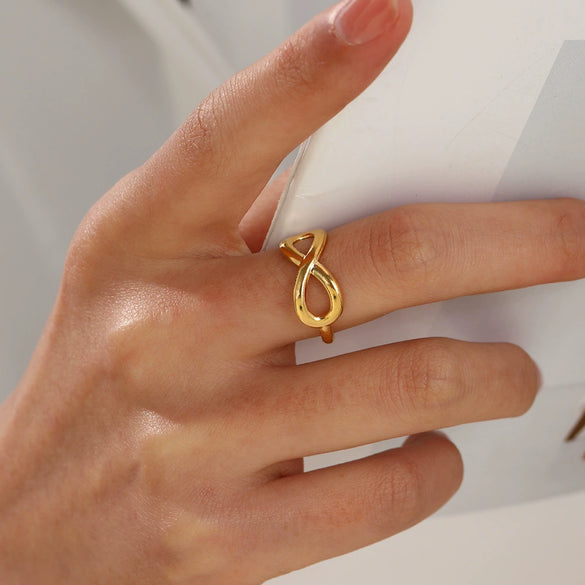 Wholesale Stainless Steel Letter Ring Electroplated Simple Fashionable Opening Adjustable For Women