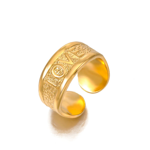 Wholesale Stainless Steel Letter Ring French Retro Style Electroplated For Women