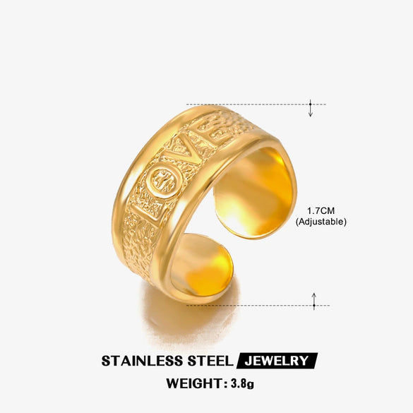Wholesale Stainless Steel Letter Ring French Retro Style Electroplated For Women