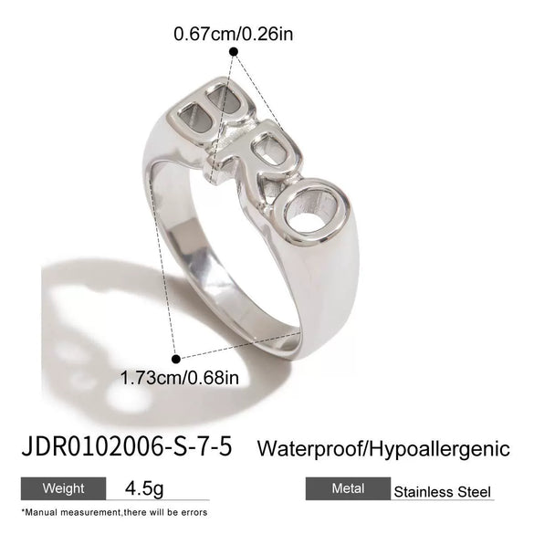 Wholesale Stainless Steel Letter Seal Ring With 18K Gold Plating And Original Design