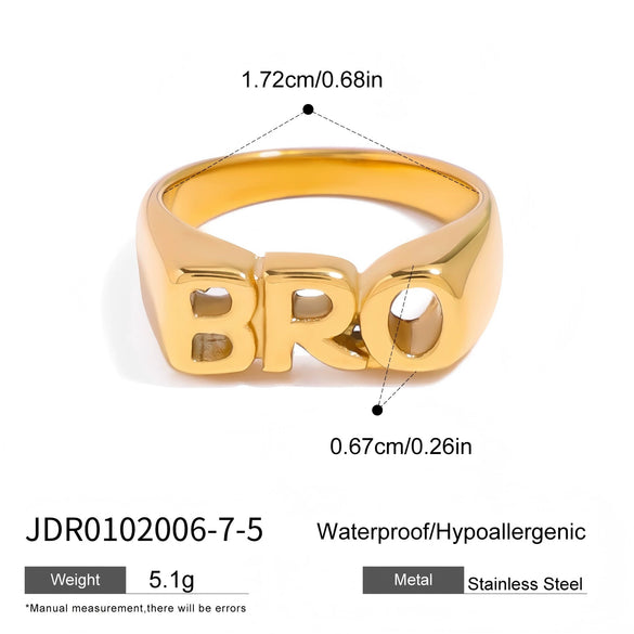 Wholesale Stainless Steel Letter Seal Ring With 18K Gold Plating And Original Design