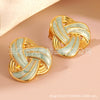 Wholesale Stainless Steel Light Luxury Geometric Dripping Oil Asymmetrical Triangle Stripes Earrings For Women