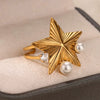 Wholesale Stainless Steel Light Luxury Geometric Exaggerated Irregular Bow Ring With Electroplating