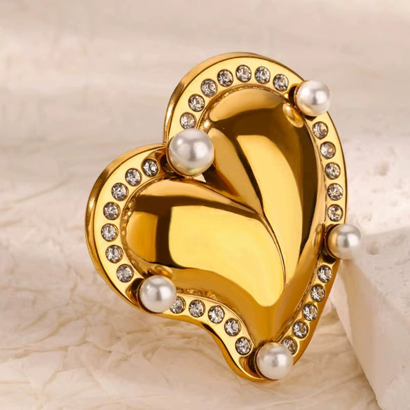 Wholesale Stainless Steel Light Luxury Geometric Exaggerated Irregular Bow Ring With Electroplating