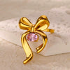 Wholesale Stainless Steel Light Luxury Geometric Exaggerated Irregular Bow Ring With Electroplating