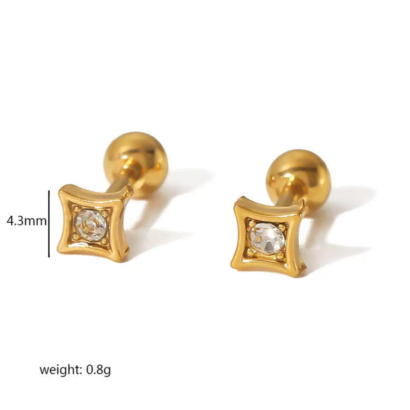 Wholesale Stainless Steel Light Luxury Geometric Heart And Star Shaped Piercing Earrings For Women With Electroplating Design