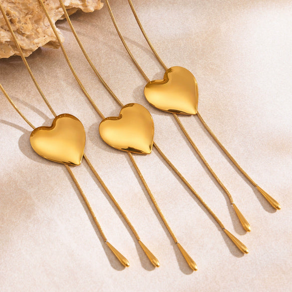 Wholesale 316L Stainless Steel Light Luxury Geometric Heart Shape Electroplated Necklace For Women