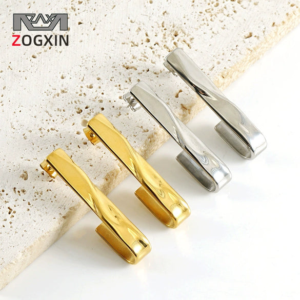 Wholesale 316L Stainless Steel Light Luxury Geometric Hook Earrings For Women Electroplated