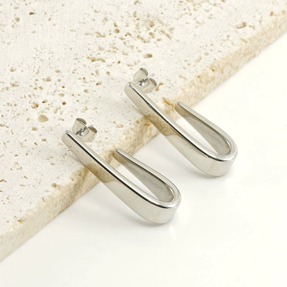 Wholesale 316L Stainless Steel Light Luxury Geometric Hook Earrings With Electroplating