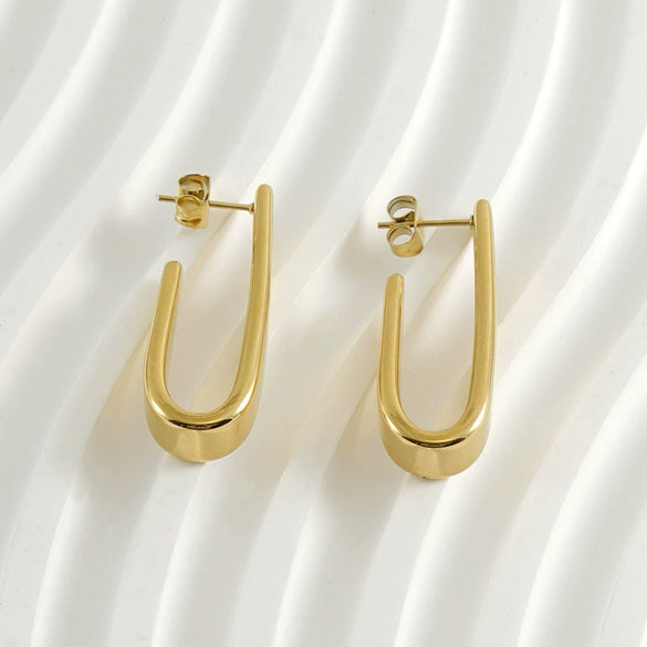Wholesale 316L Stainless Steel Light Luxury Geometric Hook Earrings With Electroplating