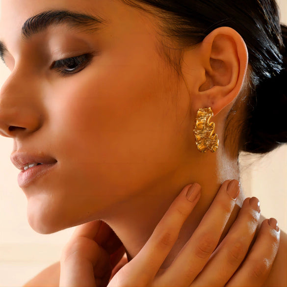 Wholesale Stainless Steel Light Luxury Geometric Irregular Cshaped Electroplated Earrings For Women